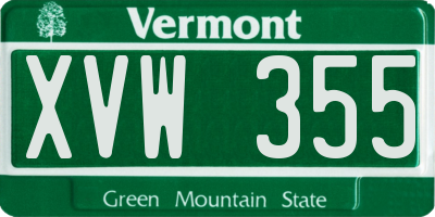 VT license plate XVW355