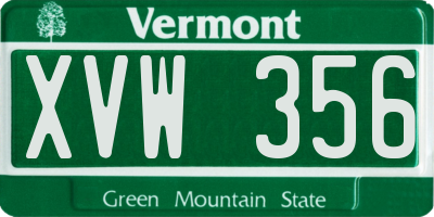 VT license plate XVW356