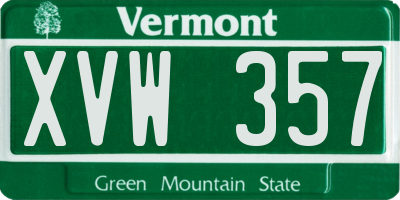 VT license plate XVW357