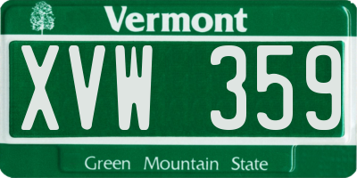 VT license plate XVW359