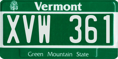 VT license plate XVW361