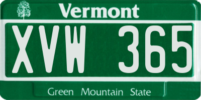 VT license plate XVW365