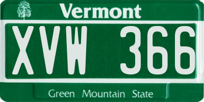 VT license plate XVW366