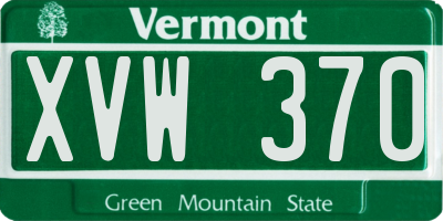VT license plate XVW370