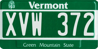 VT license plate XVW372