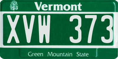 VT license plate XVW373