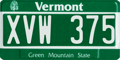 VT license plate XVW375