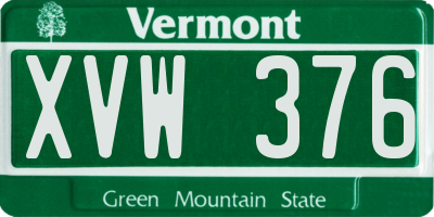 VT license plate XVW376