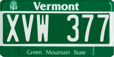 VT license plate XVW377