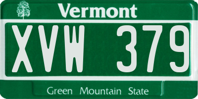 VT license plate XVW379