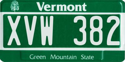 VT license plate XVW382