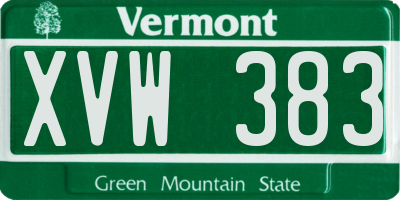 VT license plate XVW383