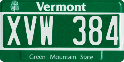 VT license plate XVW384