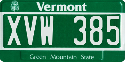 VT license plate XVW385