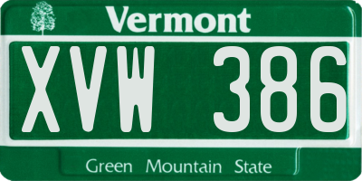 VT license plate XVW386