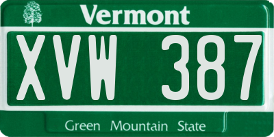 VT license plate XVW387