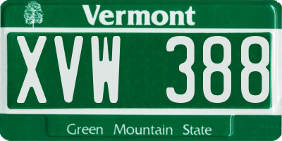 VT license plate XVW388
