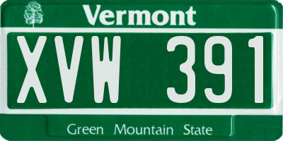 VT license plate XVW391