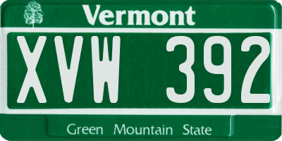 VT license plate XVW392