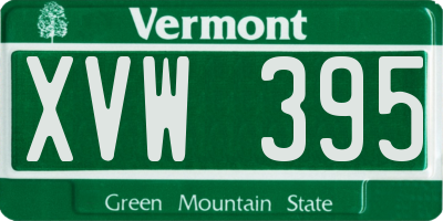 VT license plate XVW395