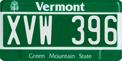 VT license plate XVW396