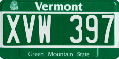 VT license plate XVW397
