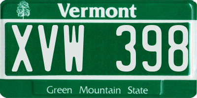 VT license plate XVW398