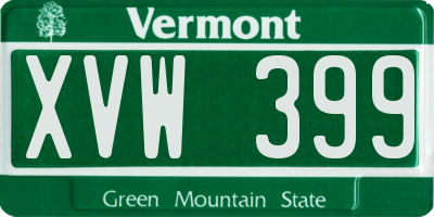 VT license plate XVW399