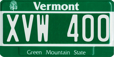 VT license plate XVW400