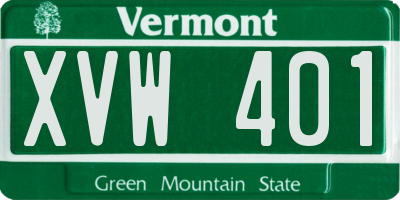 VT license plate XVW401