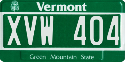 VT license plate XVW404