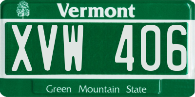 VT license plate XVW406