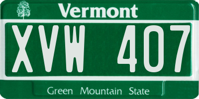 VT license plate XVW407
