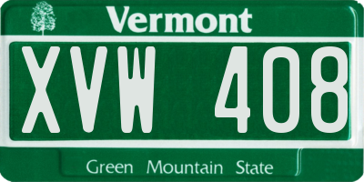 VT license plate XVW408