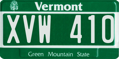 VT license plate XVW410