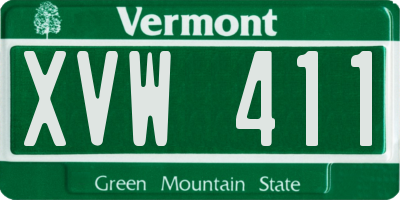 VT license plate XVW411