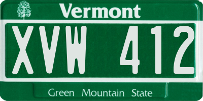 VT license plate XVW412