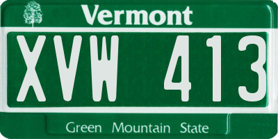 VT license plate XVW413