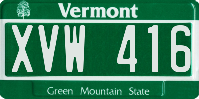 VT license plate XVW416