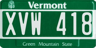 VT license plate XVW418