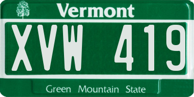 VT license plate XVW419