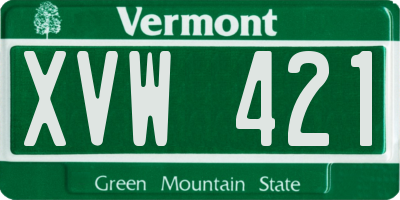 VT license plate XVW421