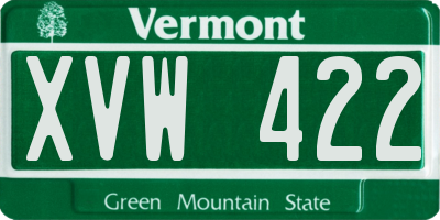 VT license plate XVW422