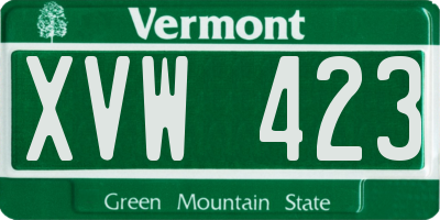 VT license plate XVW423