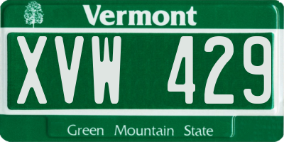 VT license plate XVW429