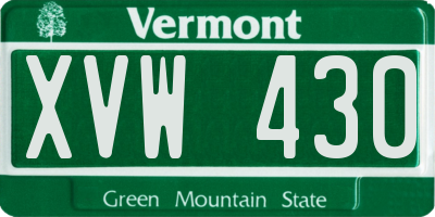 VT license plate XVW430