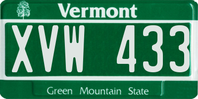 VT license plate XVW433