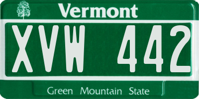 VT license plate XVW442