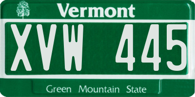 VT license plate XVW445