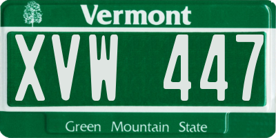 VT license plate XVW447